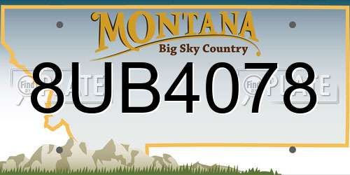 8UB4078 Montana License Plate