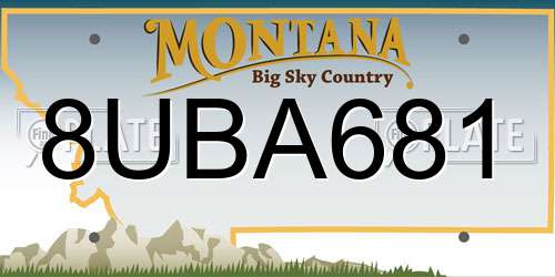 8UBA681 Montana License Plate