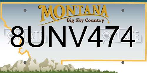 8UNV474 Montana License Plate