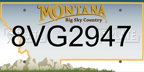 8VG2947 Montana License Plate