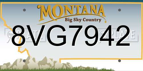 8VG7942 Montana License Plate