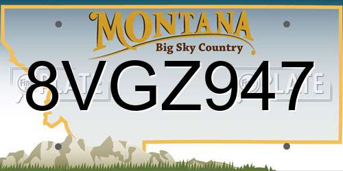 8VGZ947 Montana License Plate