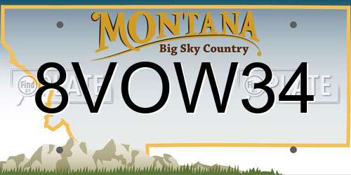 8VOW34 Montana License Plate
