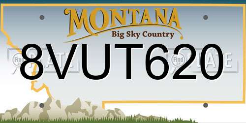 8VUT620 Montana License Plate