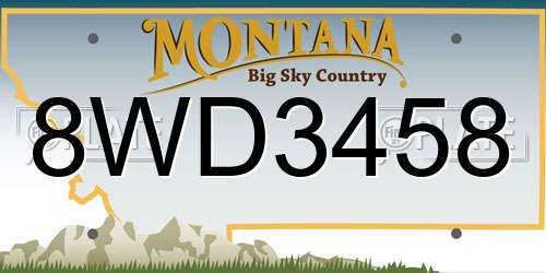 8WD3458 Montana License Plate
