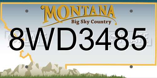 8WD3485 Montana License Plate