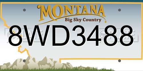 8WD3488 Montana License Plate