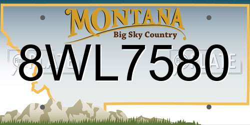 8WL7580 Montana License Plate