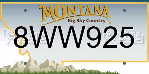 8WW925 Montana License Plate