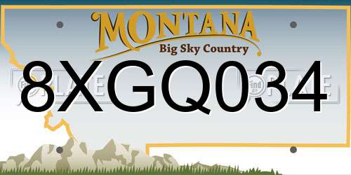 8XGQ034 Montana License Plate