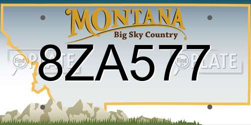 8ZA577 Montana License Plate