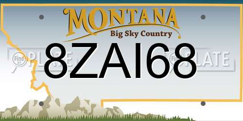 8ZAI68 Montana License Plate