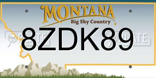 8ZDK89 Montana License Plate