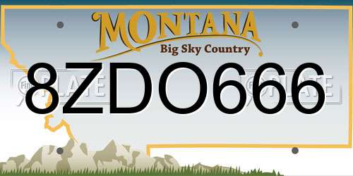 8ZDO666 Montana License Plate