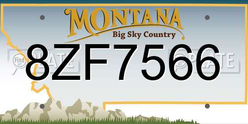 8ZF7566 Montana License Plate