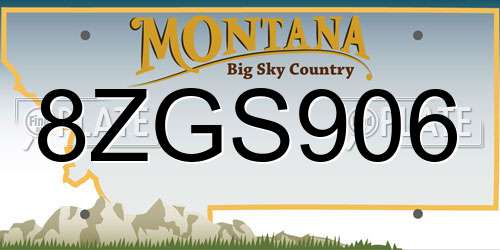 8ZGS906 Montana License Plate