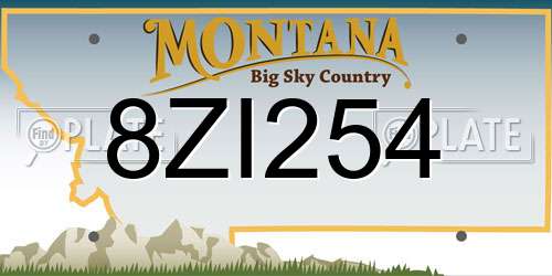 8ZI254 Montana License Plate