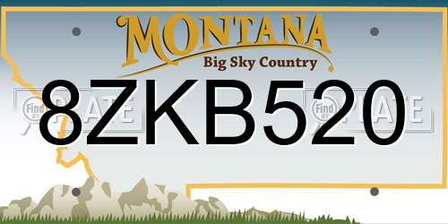 8ZKB520 Montana License Plate