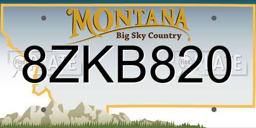 8ZKB820 Montana License Plate