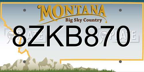 8ZKB870 Montana License Plate