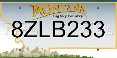 8ZLB233 Montana License Plate