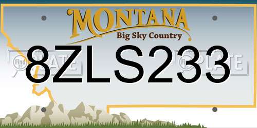 8ZLS233 Montana License Plate