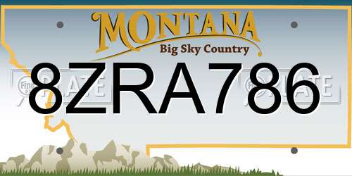 8ZRA786 Montana License Plate