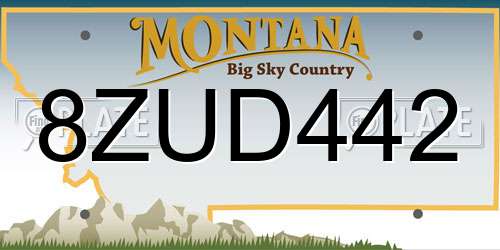8ZUD442 Montana License Plate