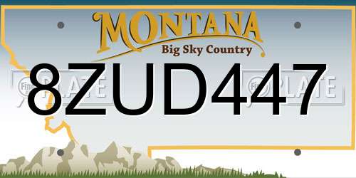 8ZUD447 Montana License Plate