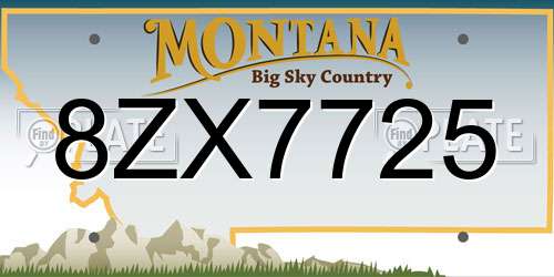 8ZX7725 Montana License Plate