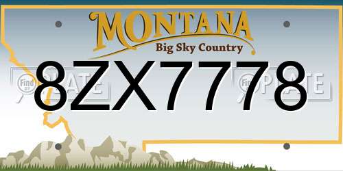 8ZX7778 Montana License Plate