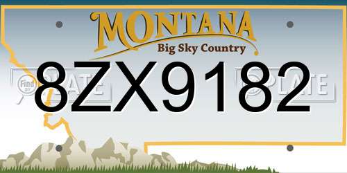 8ZX9182 Montana License Plate