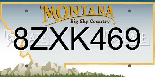 8ZXK469 Montana License Plate