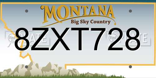 8ZXT728 Montana License Plate