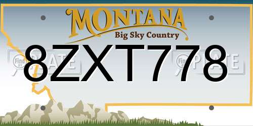 8ZXT778 Montana License Plate