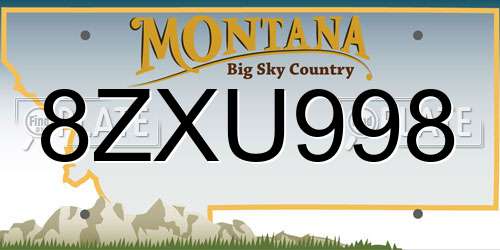 8ZXU998 Montana License Plate