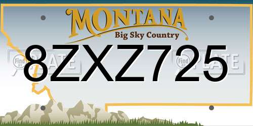 8ZXZ725 Montana License Plate