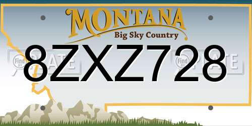 8ZXZ728 Montana License Plate