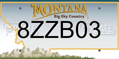 8ZZB03 Montana License Plate