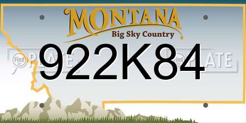 922K84 Montana License Plate