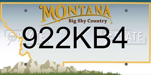 922KB4 Montana License Plate