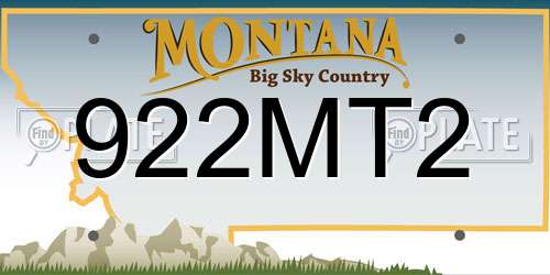 922MT2 Montana License Plate
