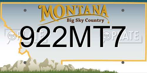 922MT7 Montana License Plate