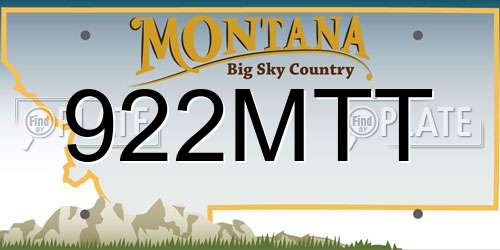 922MTT Montana License Plate