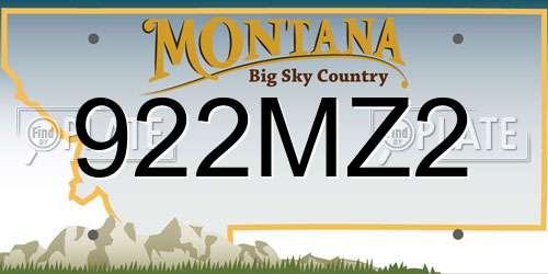 922MZ2 Montana License Plate