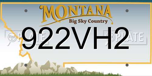 922VH2 Montana License Plate