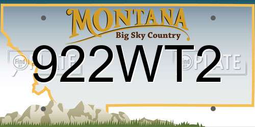 922WT2 Montana License Plate