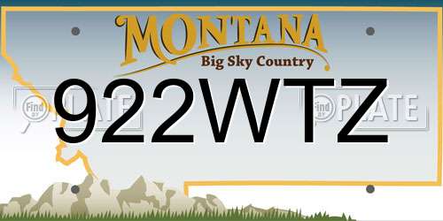 922WTZ Montana License Plate