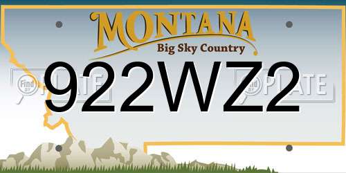 922WZ2 Montana License Plate