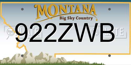 922ZWB Montana License Plate